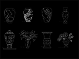 CAD装饰花朵花瓶摆件图纸